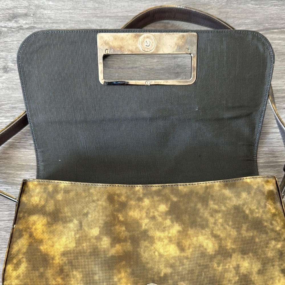 Stuart Weitzman 90s/Y2K Patent Brown and Gold Shoulder Bag - Picture 4 of 13